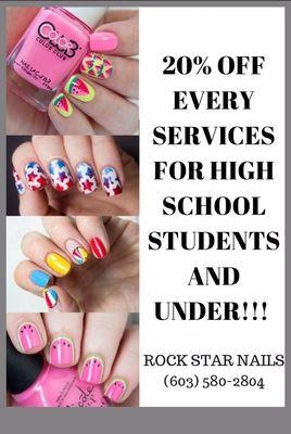 20% Off every Services for High School and Under!!!       Call us to make appointment: (603) 580-2804