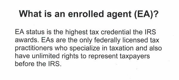 Leroy is an IRS Enrolled Agent.