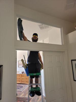 Transom window cleaning