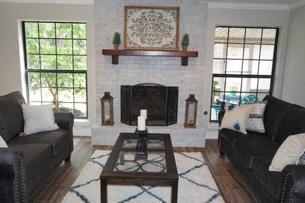 Fireplace with custom mantel