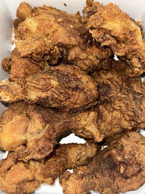 Fried chicken is supposed to be brown, not burnt!!!