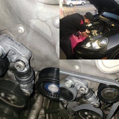 Porsche drive belt tensioner and belt replacement