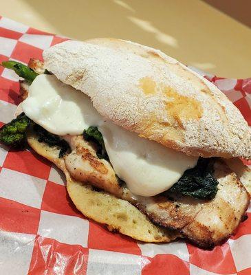 Chicken and Broccoli De Rabe Panini. Some fresh mozzarella also. Very good.