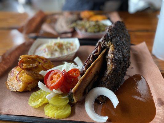 Beef Rib, Jalapeño Cheese Cornbread, Cole Slaw