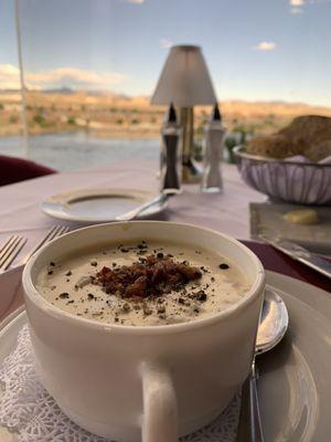 Clam chowder with a view