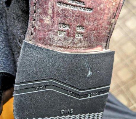 Sanding marks on leather sole