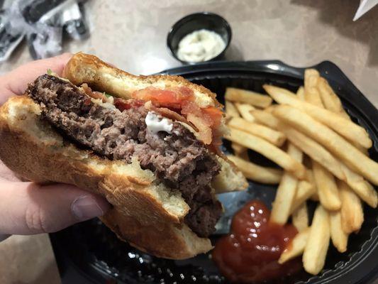 Wagyu Bacon Cheeseburger with fries