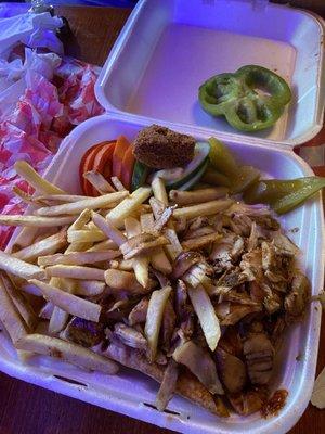 Shawarma and falafel platter