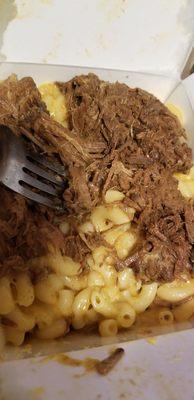 The Baron, mac n cheese covered with slow cooked beef