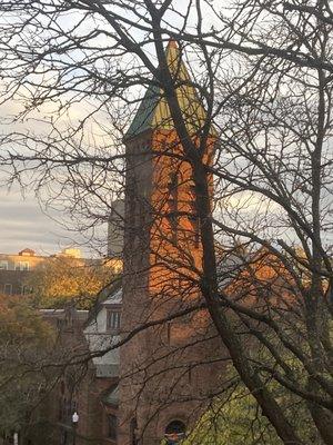 View of church from window