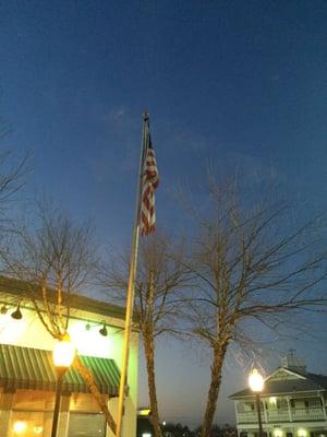 A disgraceful display of an shredded American flag.