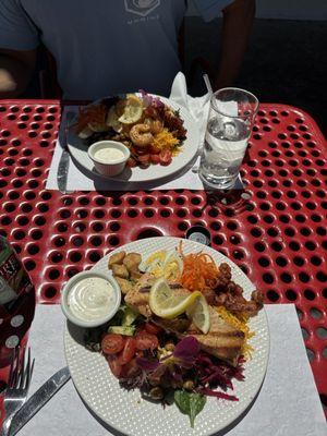 Shrimp Salad and salmon salad.