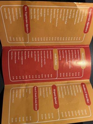 Full restaurant menu