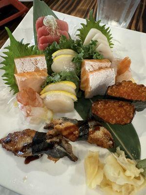 Assorted sushi and sashimi