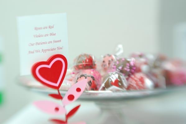 In Februrary we wanted to show how much we appreciated our patients with cake lollipops hand made by Dr. Tran herself!