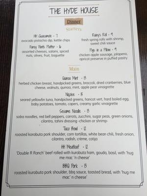 Dinner Menu