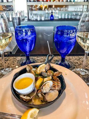 Happy hour manila clams.