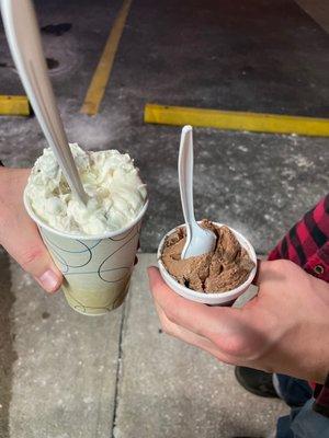 A cookie dough flurry & baby sized chocolate