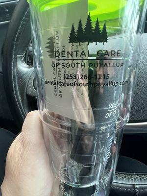 They also gave me a cup of some goodies when I left ! Amazing dental office