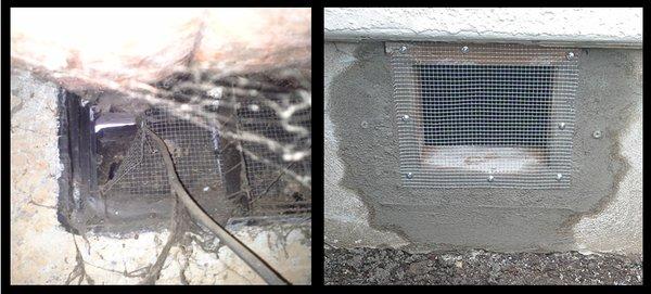 Before and after vent screen fix.