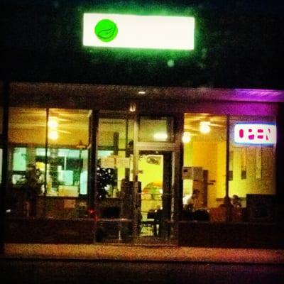 Storefront at night