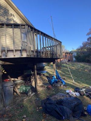 Deck resurfacing before photo