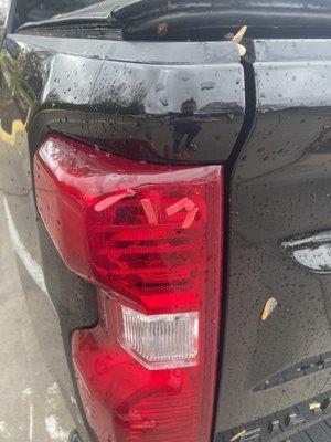 Broken tail light