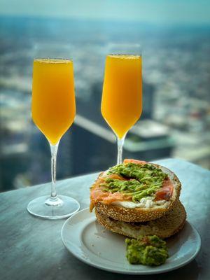 mimosas with California Avocado Bagels