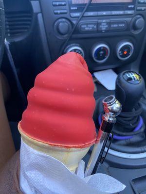 Medium cherry dipped cone $4.65