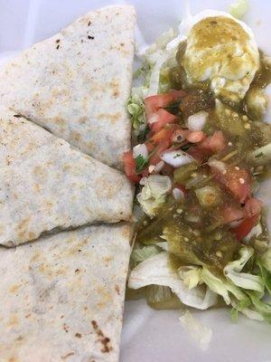 Shredded beef quesadilla