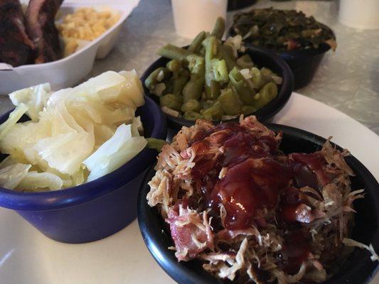 Cabbage, green beans and pulled pork