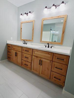 Primary Bathroom with custom built vanity