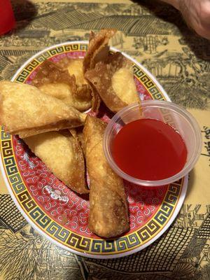 Cheese wonton plate and 1 egg roll