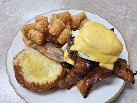 Wow! Double breakfast burger. That cheese melt. That bacon. Simple pleasures in life.