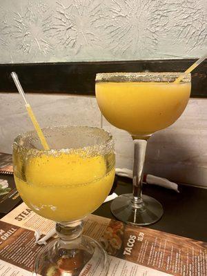 Regular and jumbo size mango margaritas