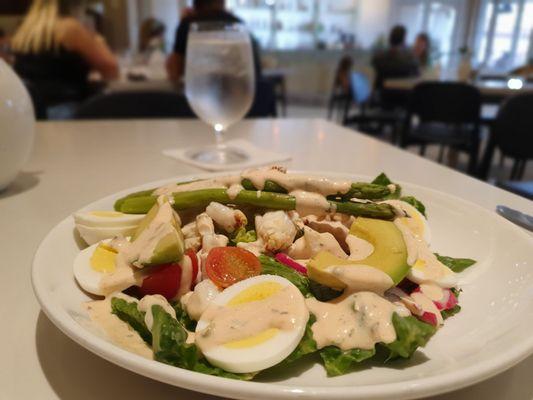 Crab Louie salad drenched in dressing