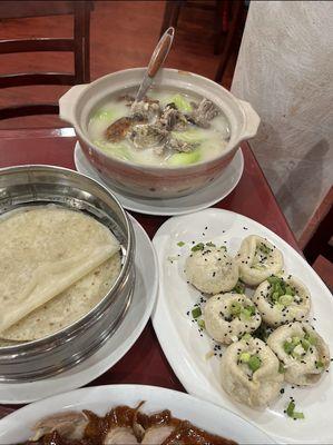 peking duck soup and pan fried soup dumpling