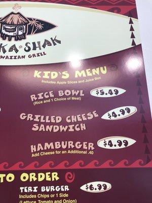 Kids Menu