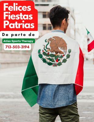 Felices Fiestas Patrias 
 para usted y su familia departe de nuestra familia - 
 ATLAS SPORTS THERAPY