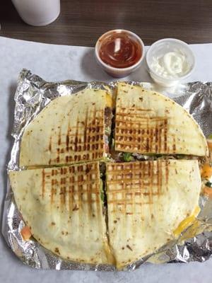 My absolute favorite shredded pork quesadilla. So good!