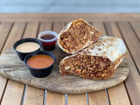 BBQ Bacon Fried Rice Burrito