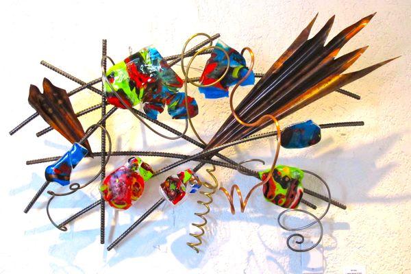 "Wilder Shores"; Jill Casty; fused glass/steel/bronze/copper