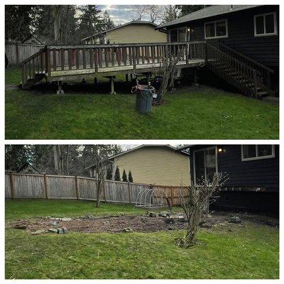 Large exterior deck demolition and removal!