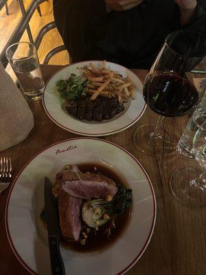 Duck and steak frites