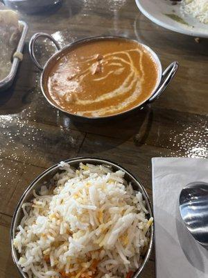 Butter chicken and basmati rice