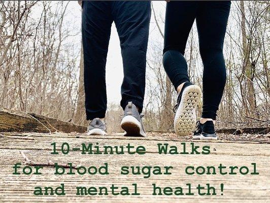 Simple ways to improve blood sugar and mood! 10 min walks after each meal are superior to 30 min of walking at the end of the day.