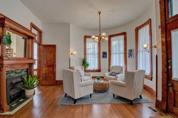 Living room on first floor (Hotel is in the historic Baker House)