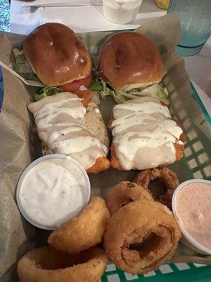 Buffalo chicken sliders