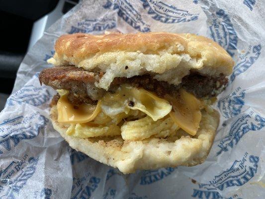 LARGE STEAK, EGG & CHEESE BISCUIT - one of my favorite sandwiches on earth!!