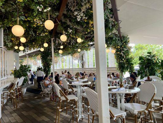 Patio seating is so cute but too hot and humid to sit outdoors.